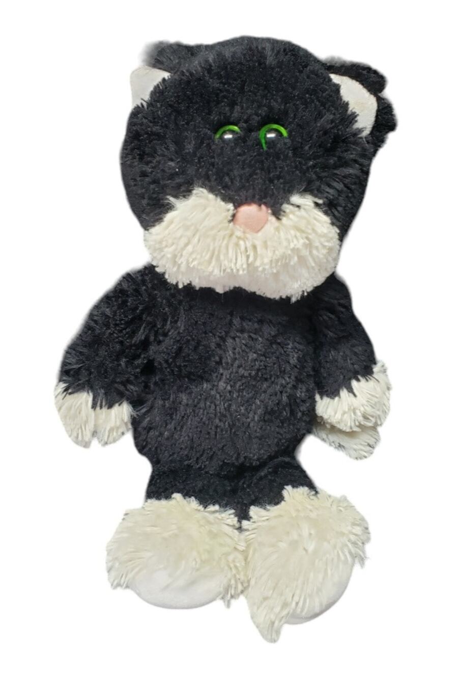 TY Bessie Black & White Cat w. Beautiful Bright Green Eyed Plush Stuffed Animal